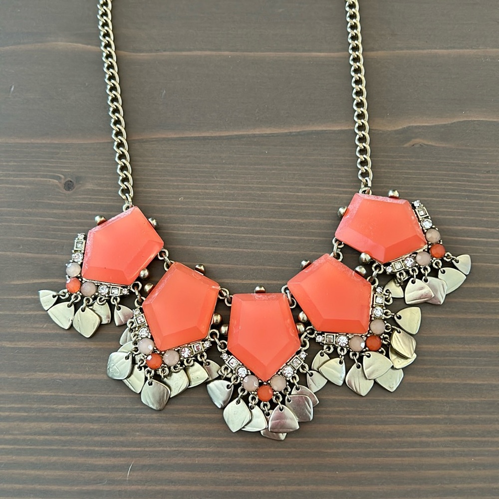 Loft Soft Orange Gold Choker Necklace with Diamond and Gold Accents